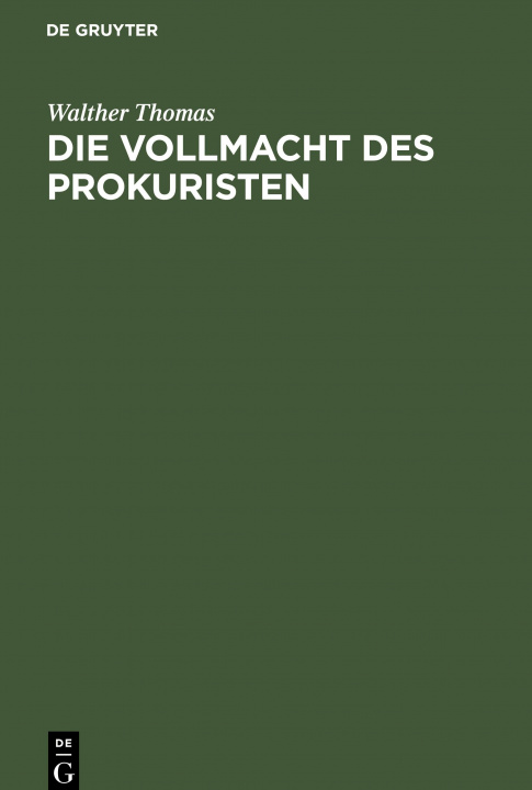 Könyv Vollmacht des Prokuristen 