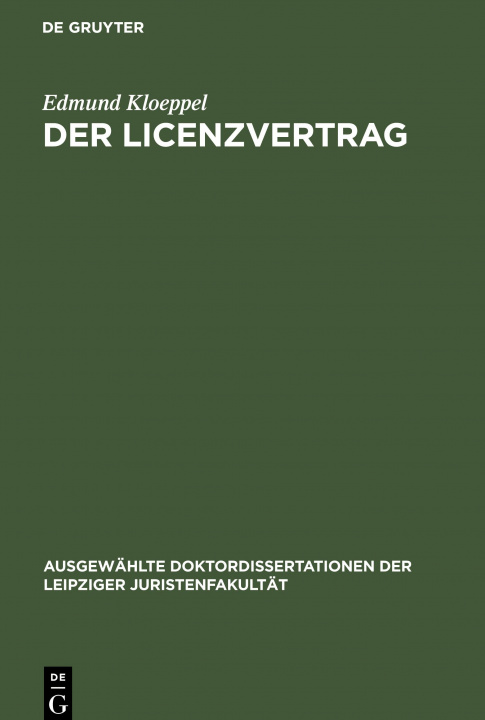 Knjiga Licenzvertrag Edmund Kloeppel