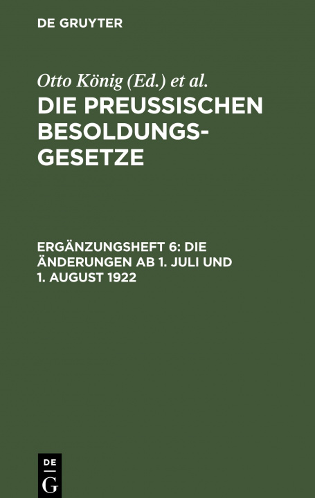 Książka AEnderungen ab 1. Juli und 1. August 1922 Hermann Erythropel