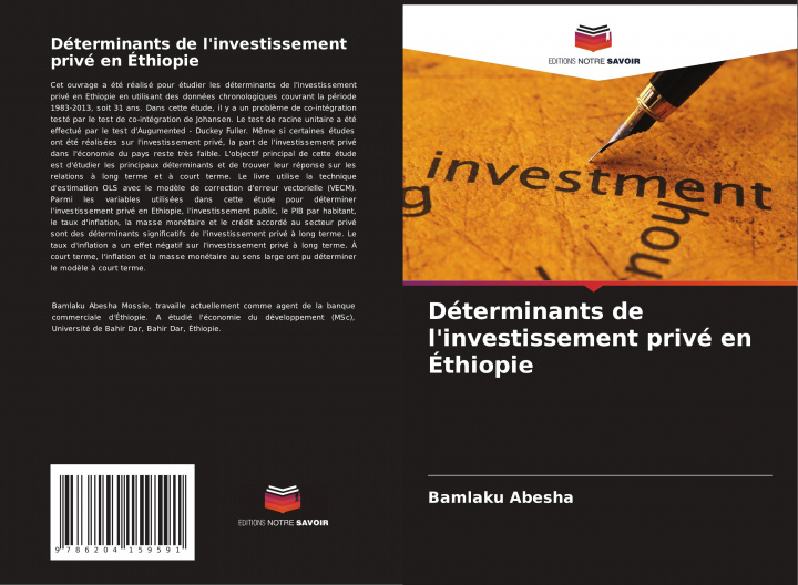 Knjiga Determinants de l'investissement prive en Ethiopie Bamlaku Abesha