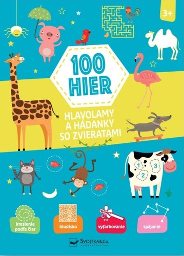 Книга 100 hier Hlavolamy a hádanky so zvieratami 3+ 