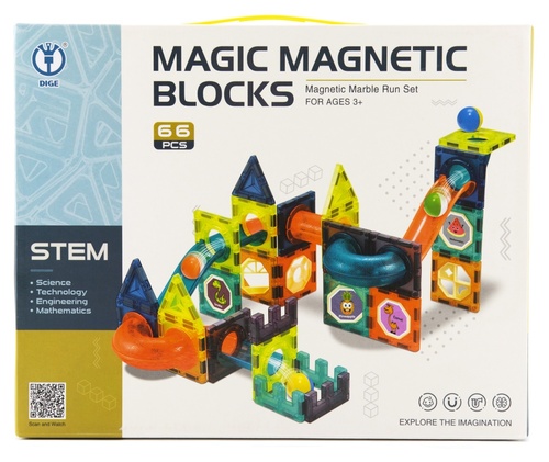 Játék Magnetická stavebnice plast 66 ks v krabici 