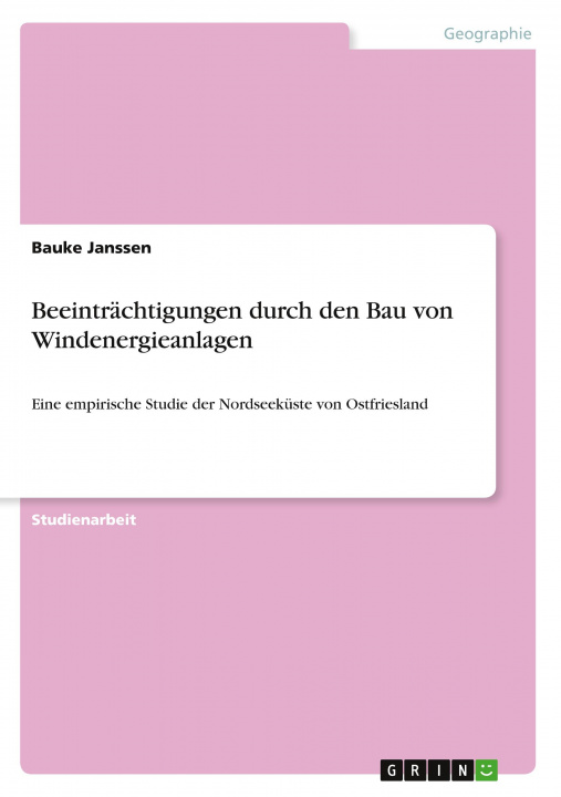 Buch Beeinträchtigungen durch den Bau von Windenergieanlagen 