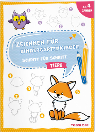 Carte Zeichnen für Kindergartenkinder. Schritt für Schritt. Tiere 