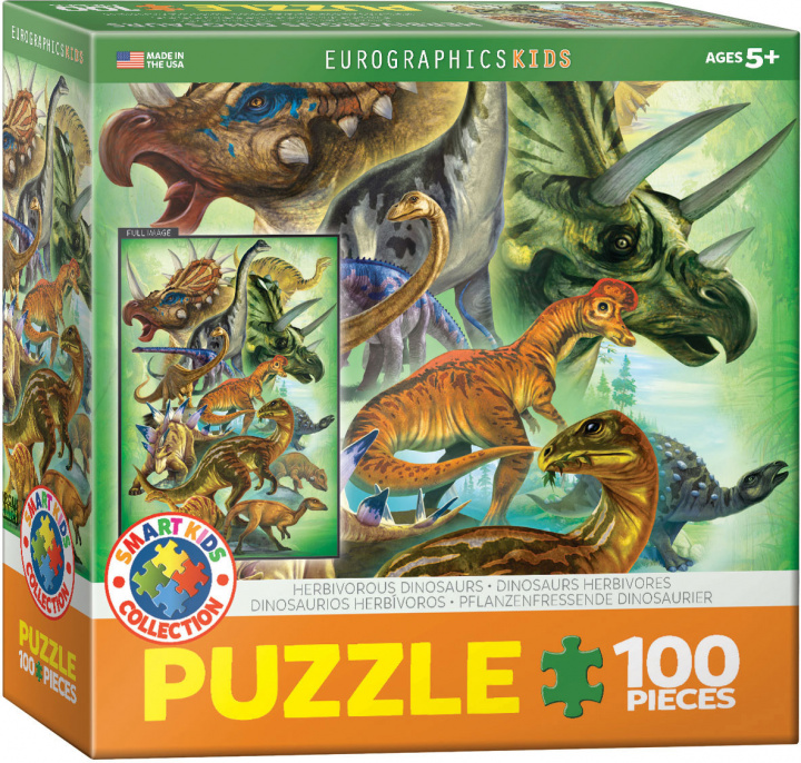 Játék Puzzle 100 Smartkids Herbivorous Dinosaurs 6100-0360 