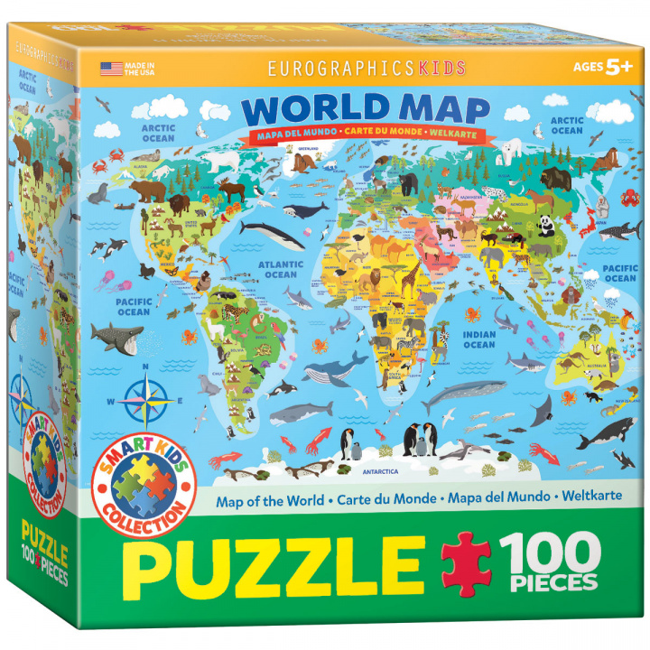 Joc / Jucărie Puzzle 100 Smartkids Illustrated Map of the World 6100-5554 