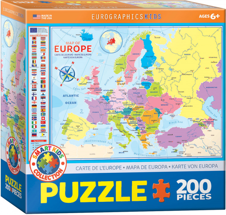 Játék Puzzle 200 Smartkids Map of Europa 6200-5374 