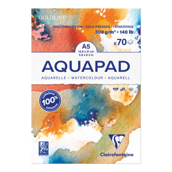 Gra/Zabawka Aquarellblock Goldline Aquapad A5 geleimt, 70 Blatt weiß 300g, mittlere Körnung 