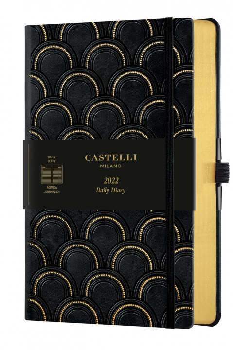Kniha Agenda 2022 journalier grand format C&G art deco gold CASTELLI