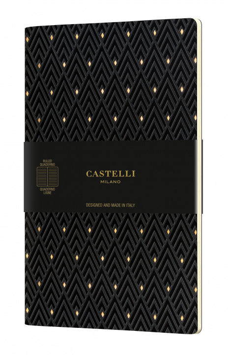 Carte Cahier Quaderno C&G Grand format ligné Diamonds Gold CASTELLI