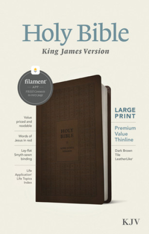 Книга KJV Large Print Premium Value Thinline Bible, Filament Enabled Edition (Red Letter, Leatherlike, Dark Brown Tile) 