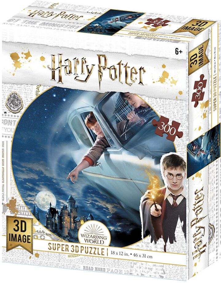 Joc / Jucărie Harry Potter 3D puzzle - Harry a Ron letící na Bradavicemi 300 dílků 