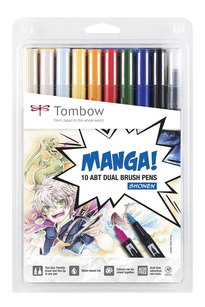 Kniha Tombow Oboustranný štětcový fix ABT - Manga Shonen 10 ks 