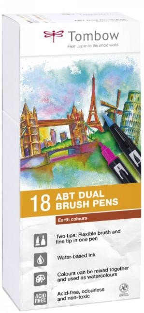 Libro Tombow Oboustranný štětcový fix ABT - Earth colours 18 ks 