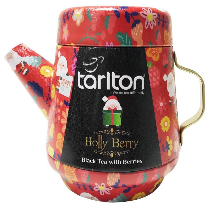 Książka TARLTON Tea Pot Holly Berry Black - sypaný černý čaj s kousky ovoce v plechové konvičce 100g 