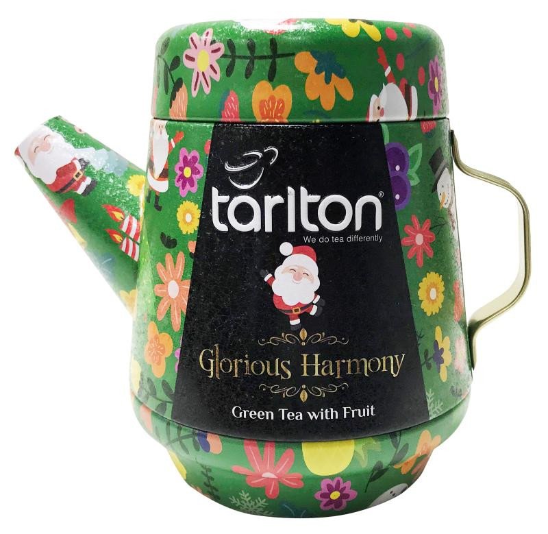 Book TARLTON Tea Pot Glorious Harmony - sypaný zelený čaj s kousky ovoce v plechové konvičce 100g 