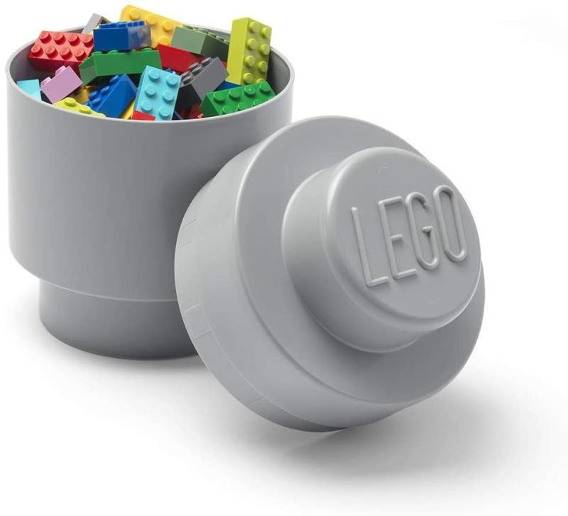 Kniha Úložný box LEGO kulatý - šedý 