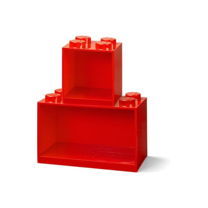 Kniha Police nástěnná LEGO Brick - červená 2 ks 