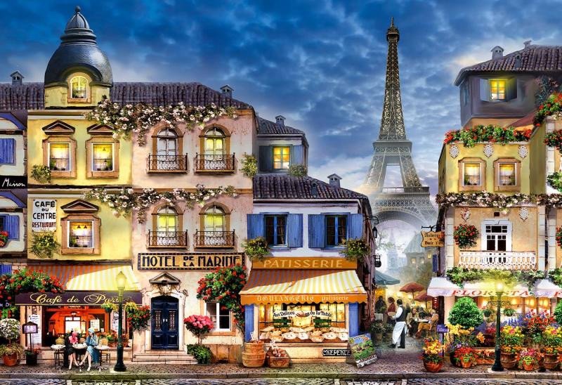 Joc / Jucărie Wooden City Puzzle Snídaně v Paříži 2v1, dřevěné, 300 dílků 