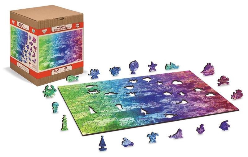 Hra/Hračka Wooden City Puzzle Korálový útes 2v1, dřevěné, 400 dílků 