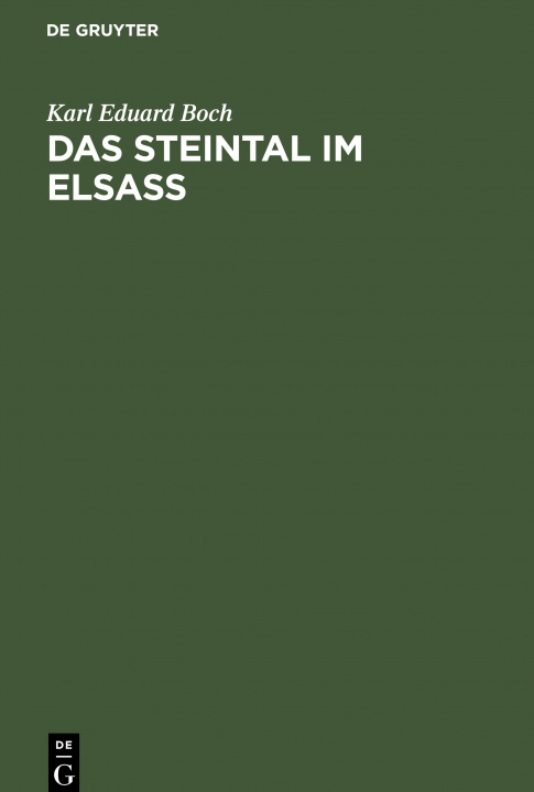 Knjiga Steintal im Elsass Karl Eduard Boch