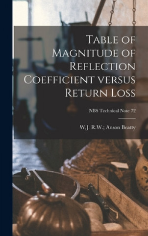 Könyv Table of Magnitude of Reflection Coefficient Versus Return Loss; NBS Technical Note 72 R. W. Anson W. J. Beatty