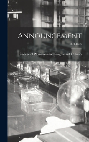 Knjiga Announcement; 1894-1895 College of Physicians and Surgeons of