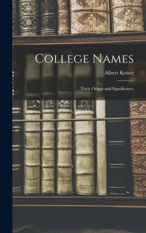 Carte College Names: Their Origin and Significance Albert 1887-1959 Keiser