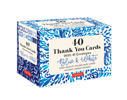 Nyomtatványok Blue & White, 40 Thank You Cards with Envelopes 