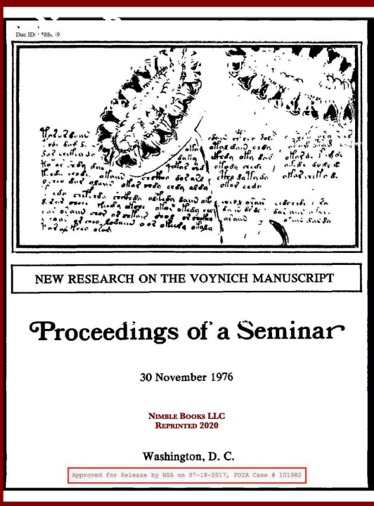 Kniha New Research on the Voynich Manuscript: Proceedings of a Seminar National Security Agency