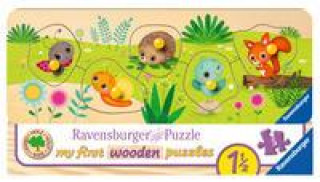 Joc / Jucărie Ravensburger Kinderpuzzle - Tierkinder im Garten - 5 Teile Holzpuzzle für Kinder ab 1,5 Jahren 