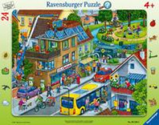 Játék Ravensburger Kinderpuzzle - Unsere grüne Stadt - 24 Teile Rahmenpuzzle für Kinder ab 4 Jahren mit Suchspiel 