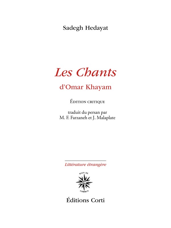 Kniha Les chants d'Omar Khayam SADEGH HEDAYAT