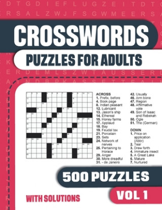 Kniha Crosswords Puzzles for Adults: Crossword Book with 500 Puzzles for Adults. Seniors and all Puzzle Book Fans - Vol 1 Visupuzzle Books