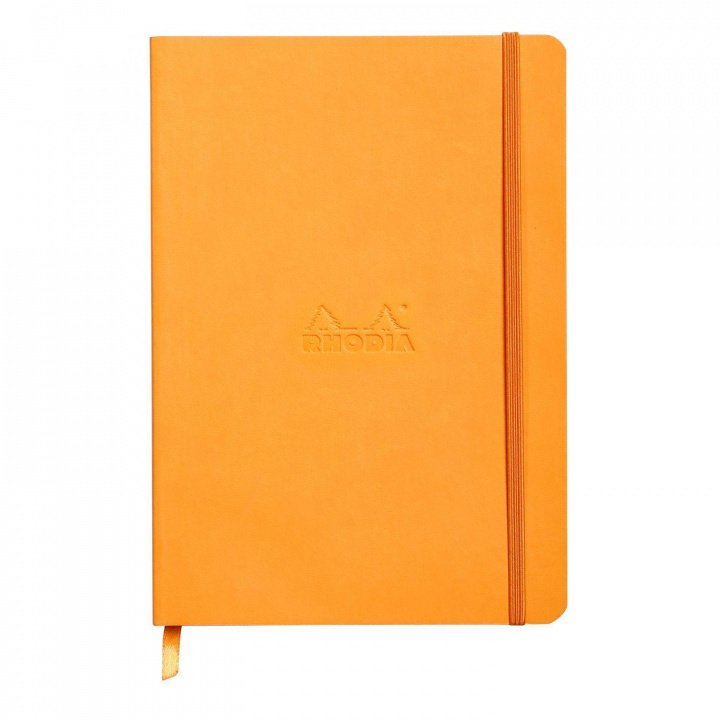Carte Rhodiarama flexibles Notizbuch A5 orange, 80 Blatt Dot-Lineatur, Papier elfenbein 90g, mit Gummizugverschluss 