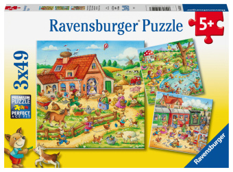 Játék Ravensburger Kinderpuzzle - Ferien auf dem Land - 3x49 Teile Puzzle für Kinder ab 5 Jahren 