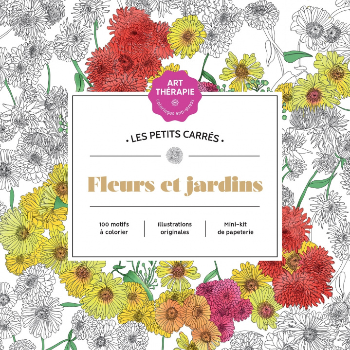 Kniha Les petits carrés d'Art-thérapie Fleurs et jardins 