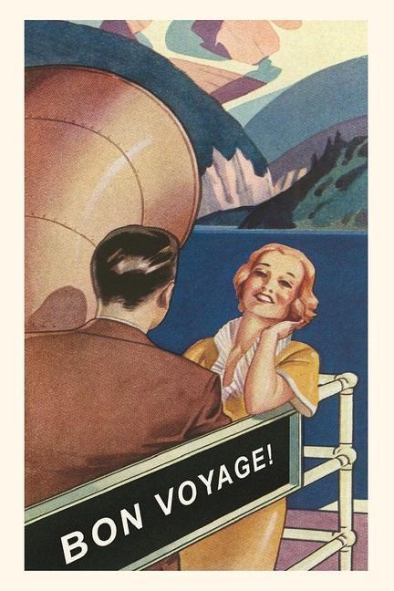 Carte Vintage Journal Couple on Cruise Deck Travel Poster 