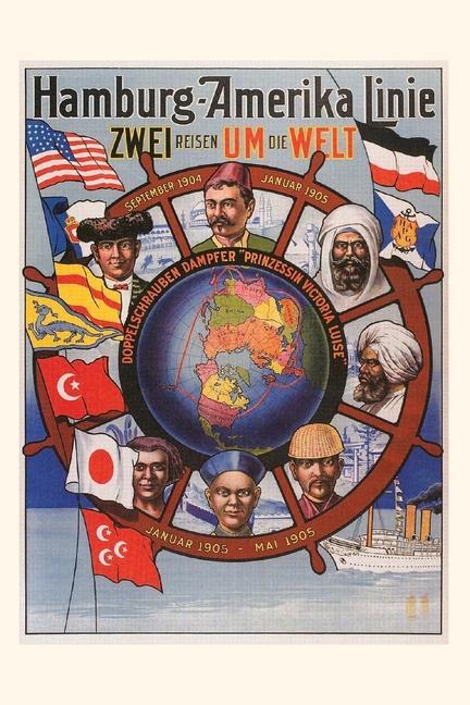 Carte Vintage Journal Hamburg-America Line Travel Poster 