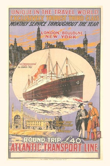 Kniha Vintage Journal Transatlantic Ship Travel Poster 