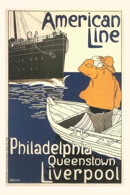 Book Vintage Journal American Ocean Liner Travel Poster 