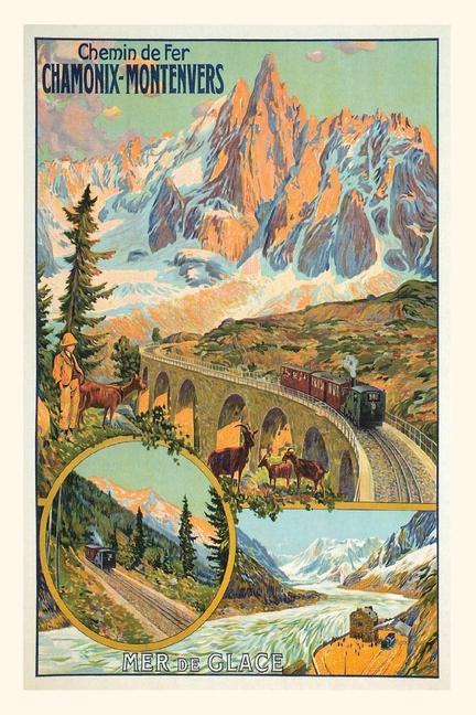 Carte Vintage Journal Chamonix, France Travel Poster 