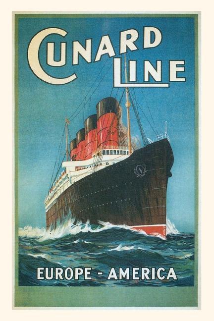 Carte Vintage Journal Europe-America Cunard Line Travel Poster 
