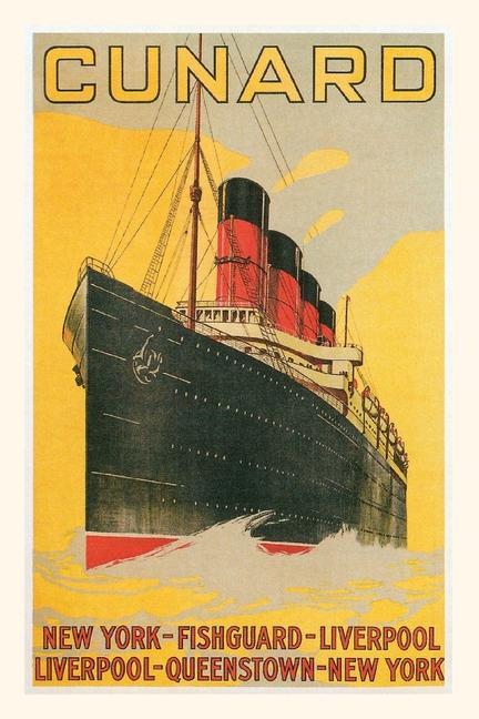 Könyv Vintage Journal Cunard Line with Yellow Background Travel Poster 