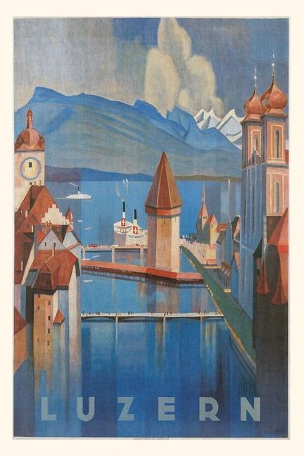 Book Vintage Journal Lucerne, Switzerland Travel Poster 