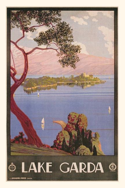 Book Vintage Journal Lake Gada, Italy Travel Poster 