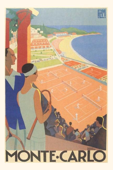 Carte Vintage Journal Badminton Court, Monte Carlo Travel Poster 