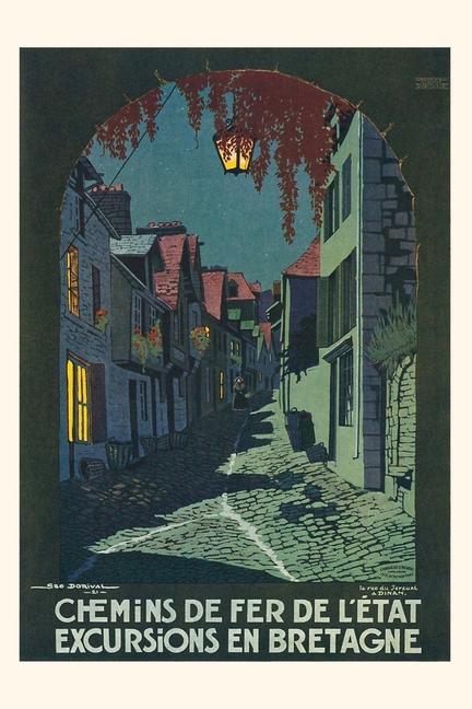 Carte Vintage Journal Houses in Brittany, France Travel Poster 