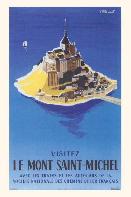 Book Vintage Journal Mont St. Michel Travel Poster 