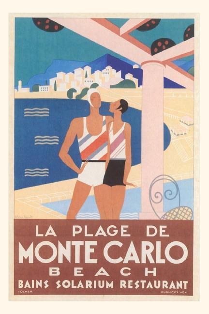 Carte Vintage Journal Monte Carlo Beach Travel Poster 